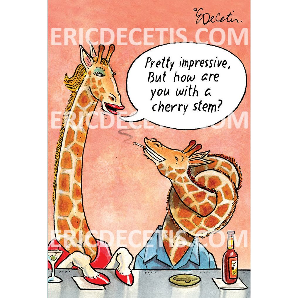 Giraffe Cherry Stem Anniversary Card Eric Decetis 30486